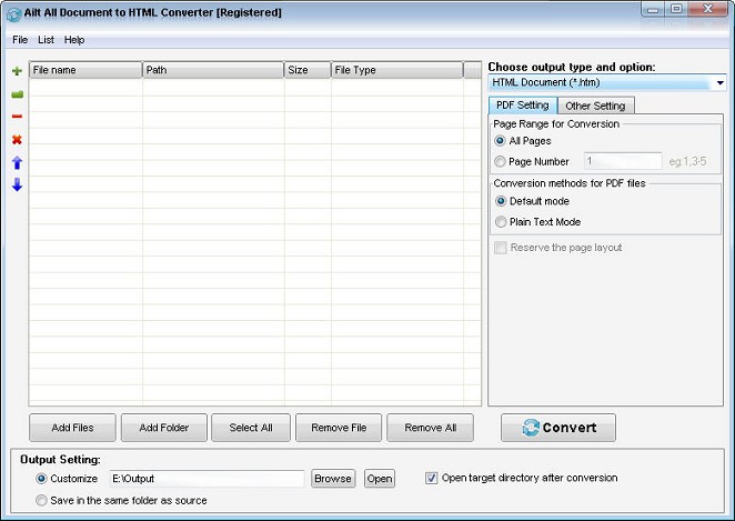 Screenshot of Ailt All Document to HTML Converter 5.6