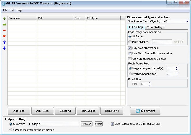 Screenshot of Ailt All Document to SWF Converter