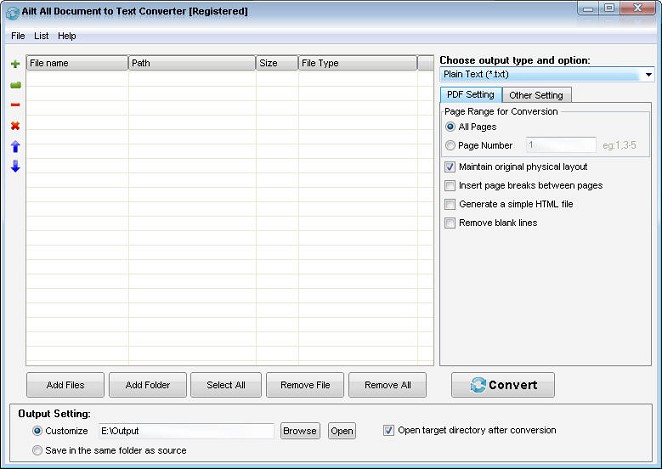 Screenshot of Ailt All Document to Text Converter