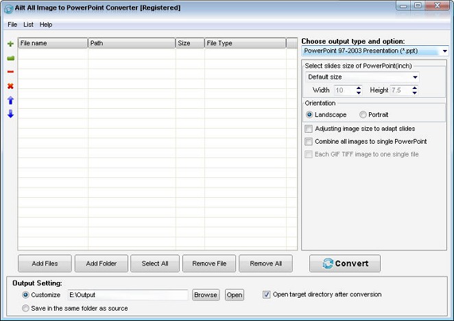 Screenshot of Ailt All Image to PowerPoint Converter 5.6