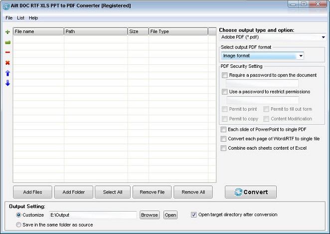 Screenshot of Ailt DOC RTF XLS PPT to PDF Converter