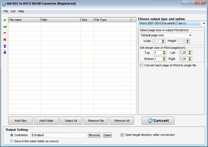 Screenshot of Ailt DOC to DOCX DOCM Converter 5.5