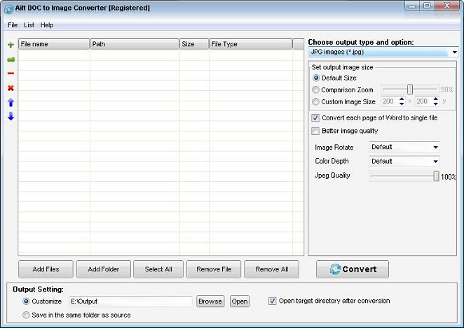 Screenshot of Ailt DOC to Image Converter 5.5