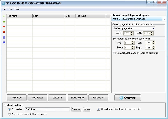 Screenshot of Ailt DOCX DOCM to DOC Converter