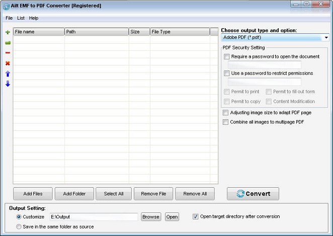 Screenshot of Ailt EMF to PDF Converter