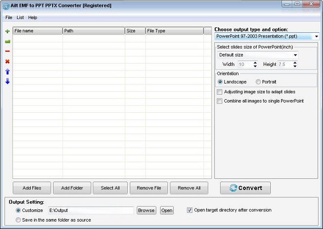 Screenshot of Ailt EMF to PPT PPTX Converter 5.6