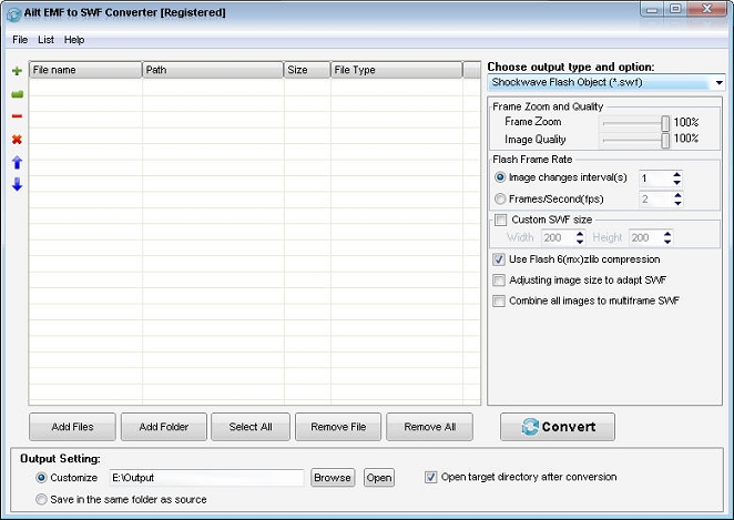 Screenshot of Ailt EMF to SWF Converter 5.6