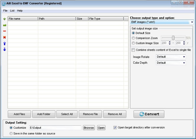 Click to view Ailt Excel to EMF Converter 5.5 screenshot