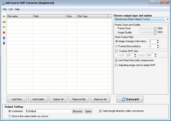 Ailt Excel to SWF Converter screenshot