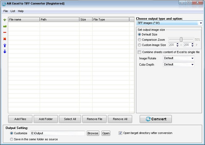 Screenshot of Ailt Excel to TIFF Converter 5.6