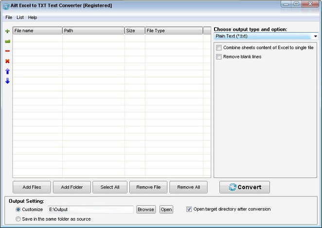 Screenshot of Ailt Excel to TXT Text Converter 5.6