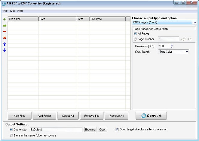 Screenshot of Ailt PDF to EMF Converter 5.6