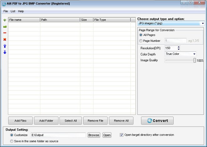 Screenshot of Ailt PDF to JPG BMP Converter 5.6