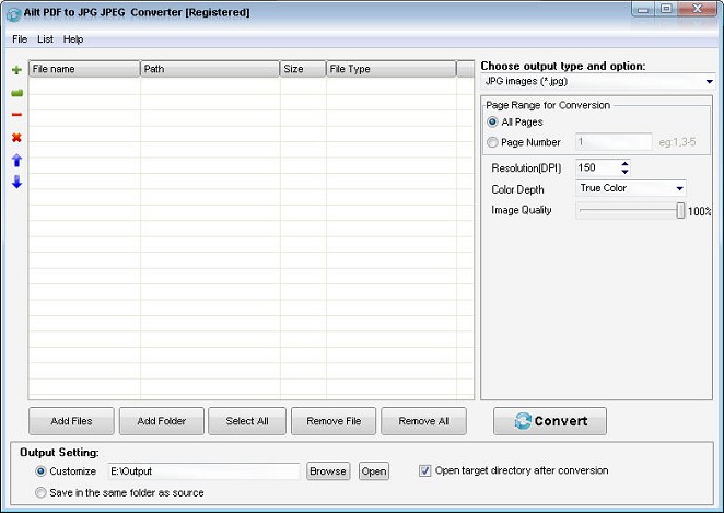 Screenshot of Ailt PDF to JPG JPEG Converter 5.6