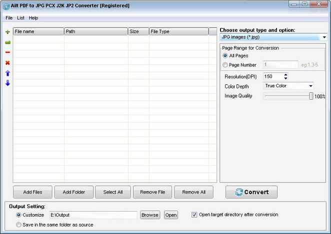 Ailt PDF to JPG PCX J2K JP2 Converter 6.9