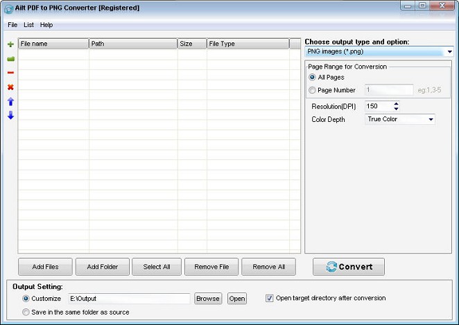 Screenshot of Ailt PDF to PNG Converter