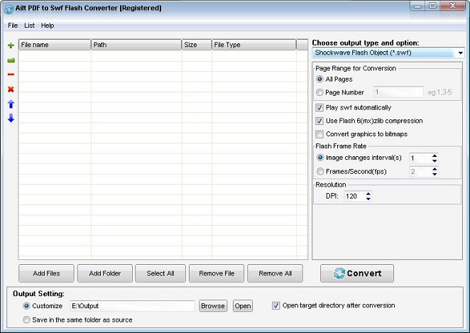 Screenshot of Ailt PDF to SWF Flash Converter