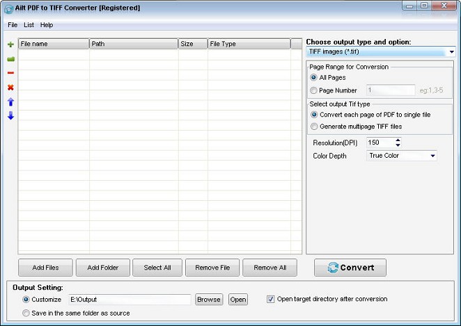 Screenshot of Ailt PDF to TIFF Converter