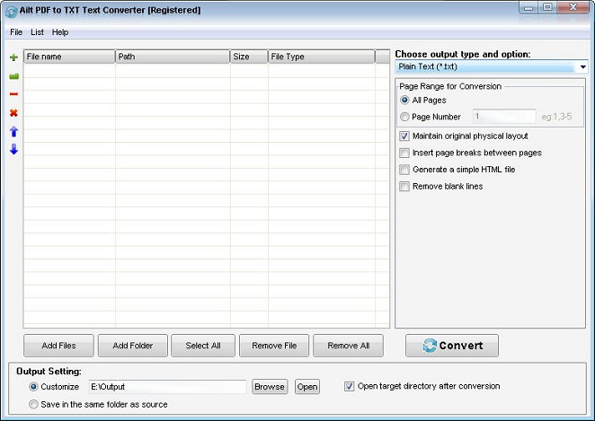 Click to view Ailt PDF to TXT Text Converter 5.5 screenshot
