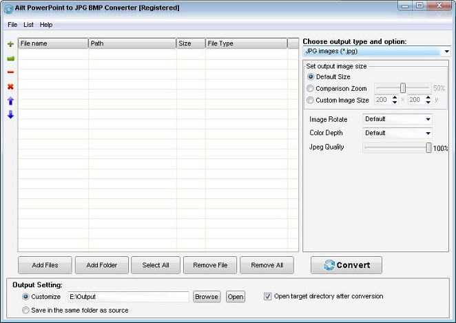 Screenshot of Ailt PowerPoint to JPG BMP Converter 5.4