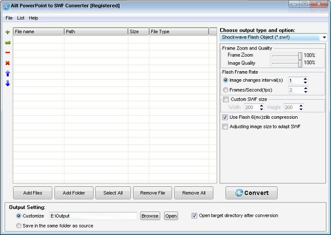 Screenshot of Ailt PowerPoint to SWF Converter 5.6