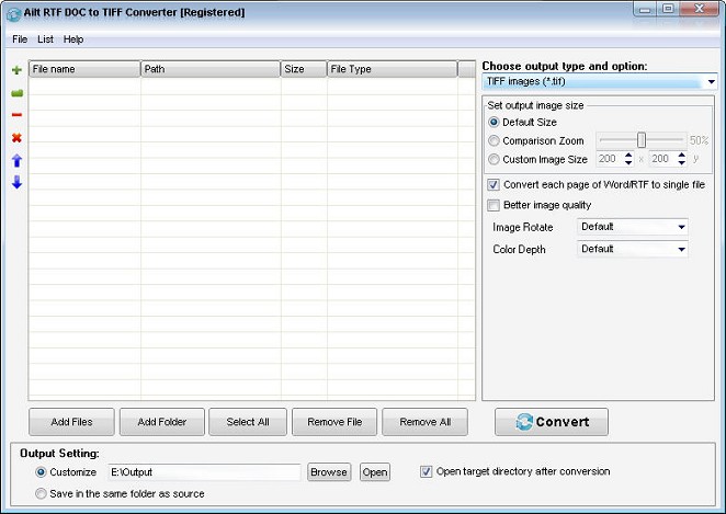 Screenshot of Ailt RTF DOC to TIFF Converter 5.6