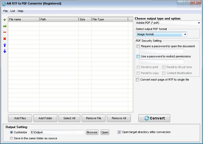 Screenshot of Ailt RTF to PDF Converter