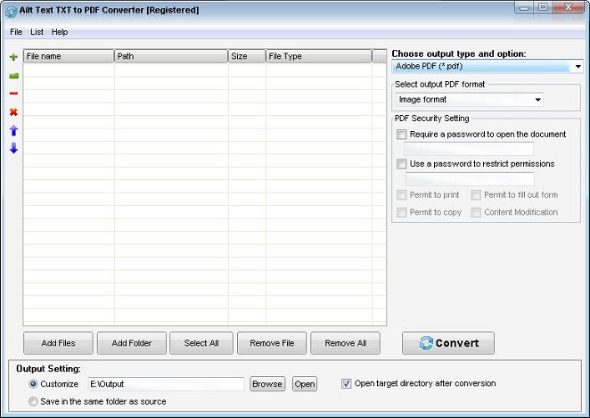 Screenshot of Ailt Text TXT to PDF Converter 5.6