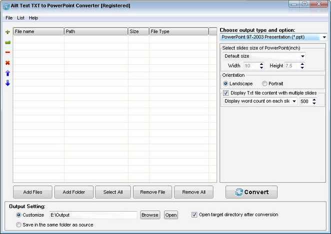 Screenshot of Ailt Text TXT to PowerPoint Converter