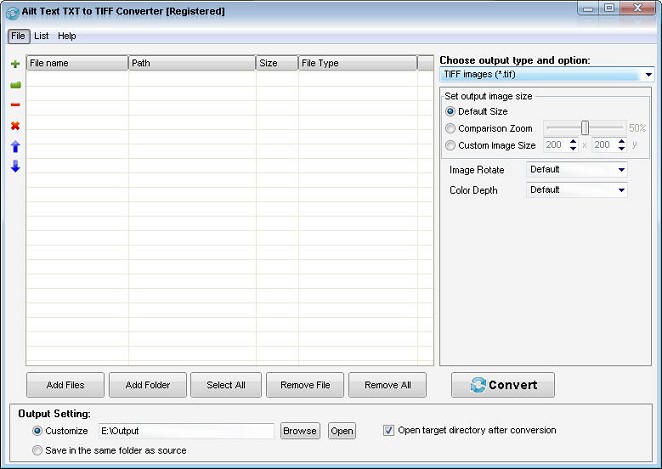 Screenshot of Ailt Text TXT to TIFF Converter 5.6