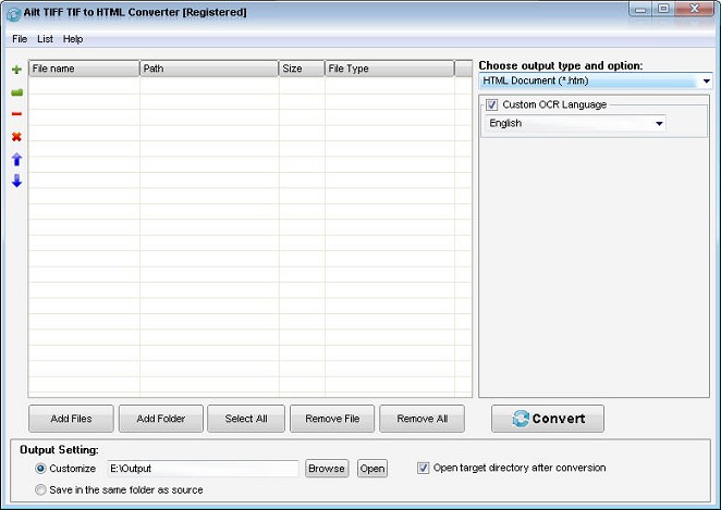 Screenshot of Ailt TIFF TIF to HTML Converter 5.6