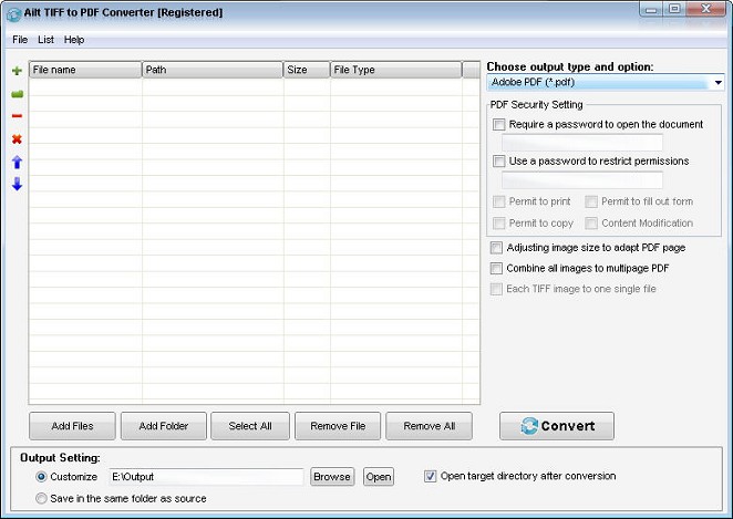 Screenshot of Ailt TIFF to PDF Converter