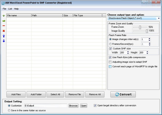 Ailt Word Excel PowerPoint to SWF Converter screenshot