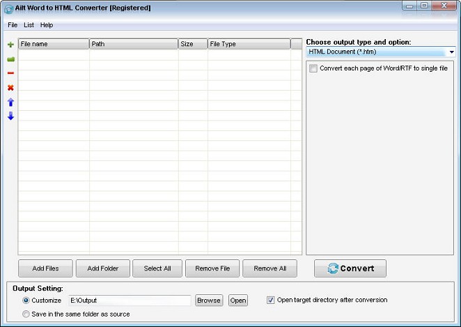 Click to view Ailt Word to HTML Converter 5.5 screenshot