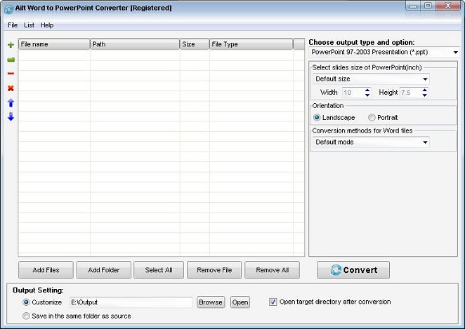 Screenshot of Ailt Word to PowerPoint Converter 5.6