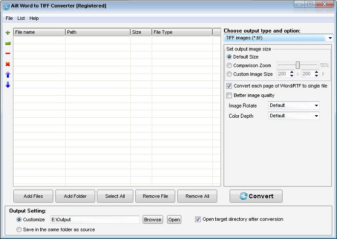 Screenshot of Ailt Word to TIFF Converter 5.4
