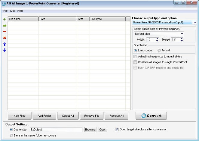 Ailt All Image to PowerPoint Converter — Windows application screenshot