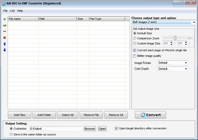 Ailt DOC to EMF Converter — Windows application screenshot