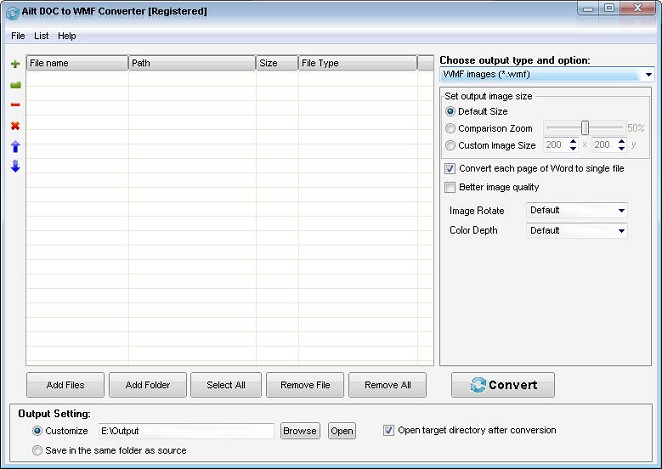 Ailt DOC to WMF Converter — Windows application screenshot