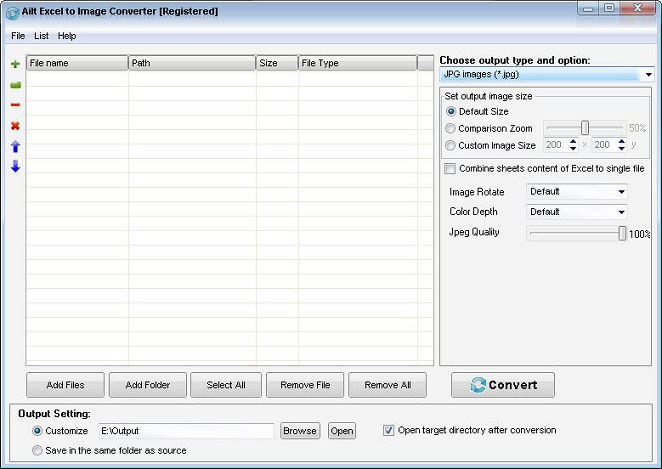 Ailt Excel to Image Converter — Windows application screenshot