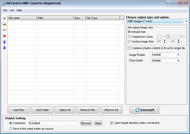 Ailt Excel to WMF Converter — Windows application screenshot