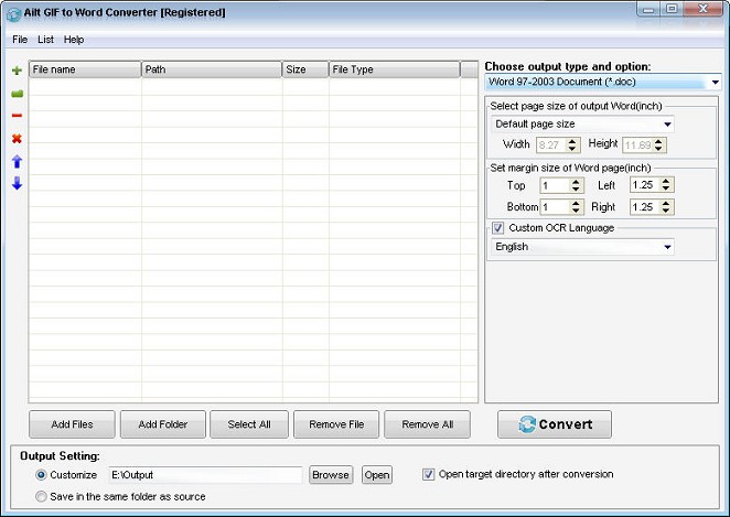 Ailt GIF to Word Converter — Windows application screenshot