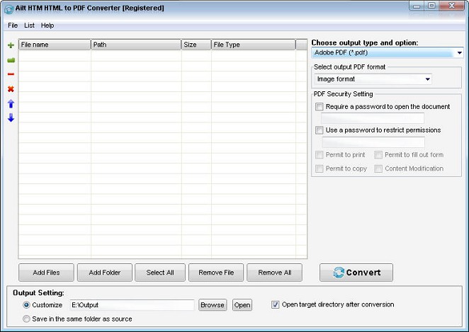 Ailt HTM HTML to PDF Converter — Windows application screenshot