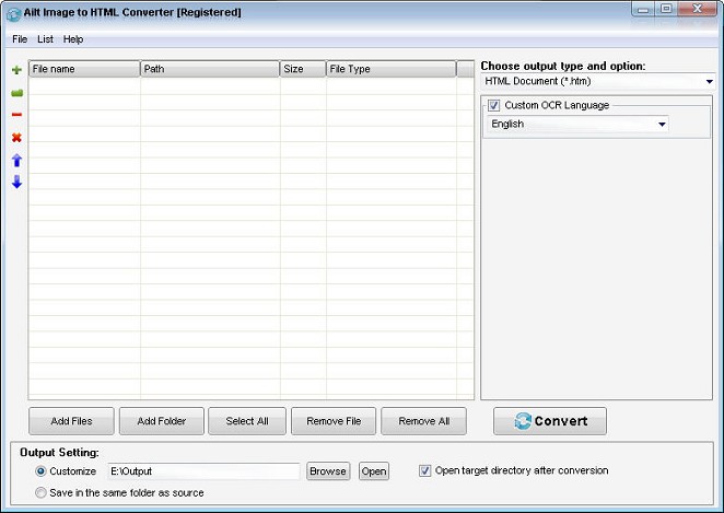 Ailt Image to HTML Converter — Windows application screenshot