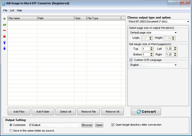 Ailt Image to Word RTF Converter — Windows application screenshot