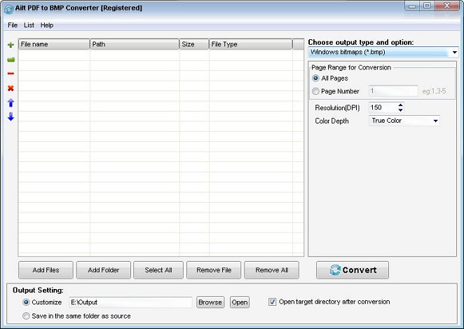Ailt PDF to BMP Converter — Windows application screenshot