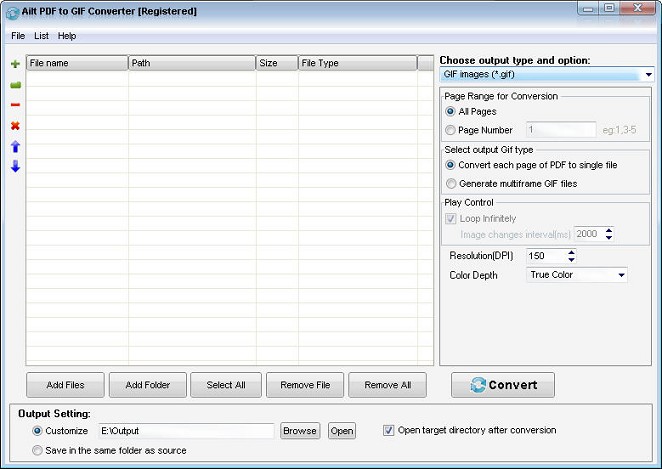 Ailt PDF to GIF Converter — Windows application screenshot