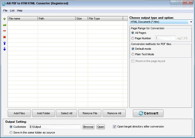 Ailt PDF to HTM HTML Converter — Windows application screenshot