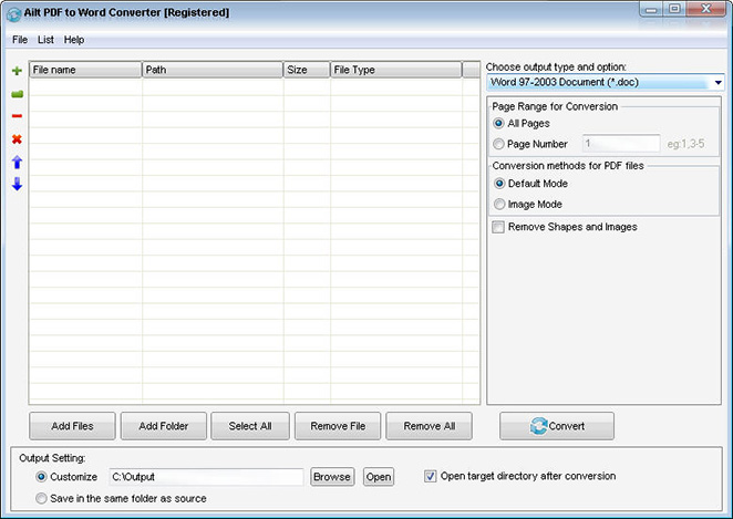 Ailt PDF to Word Converter — Windows application screenshot