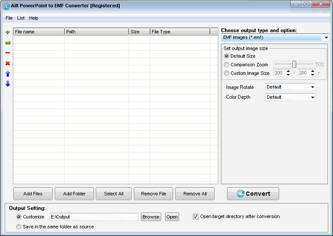 Ailt PowerPoint to EMF Converter — Windows application screenshot